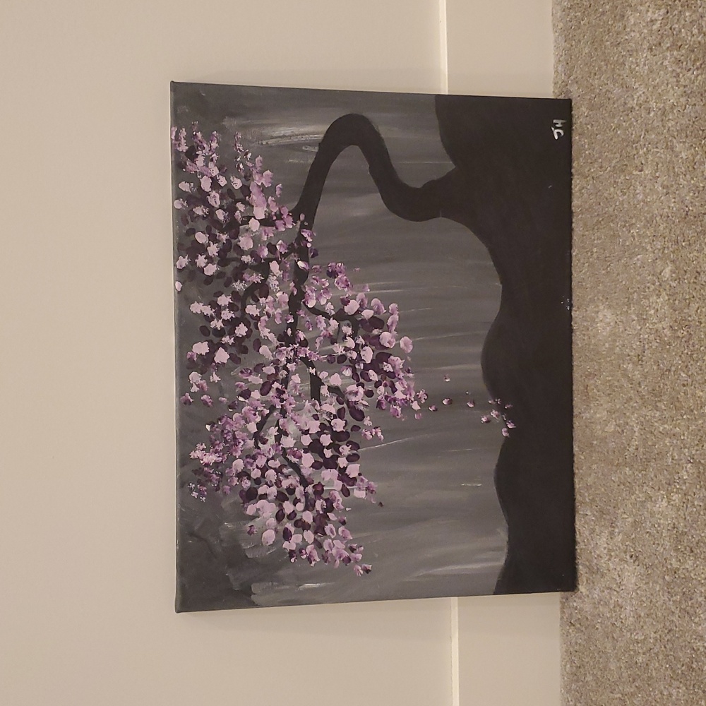 Canvas painting- Cherry Blossoms at Midnight